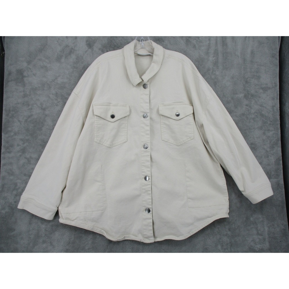 Lane‎ Bryant Shirt Jacket 22 Shacket Button Front Pockets Long Sleeve Minimalist